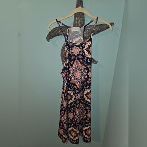French Grey Navy and Beige Medallion Print Maxi Dress